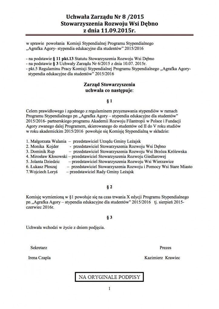 Uchwala-Nr-8-2015-Zarzadu-powolanie-Komisji-Stypendialnej-Priogramu-Agrafka-Agory